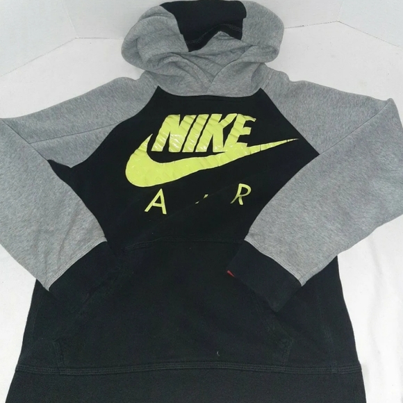 Nike Air Hoodie Boys Size Large Grey Black Preowned - Picture 1 of 4